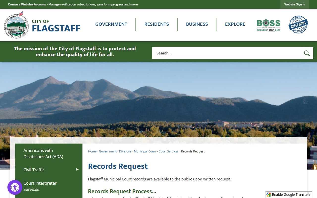 Coconino County Court records request information for Flagstaff felony cases