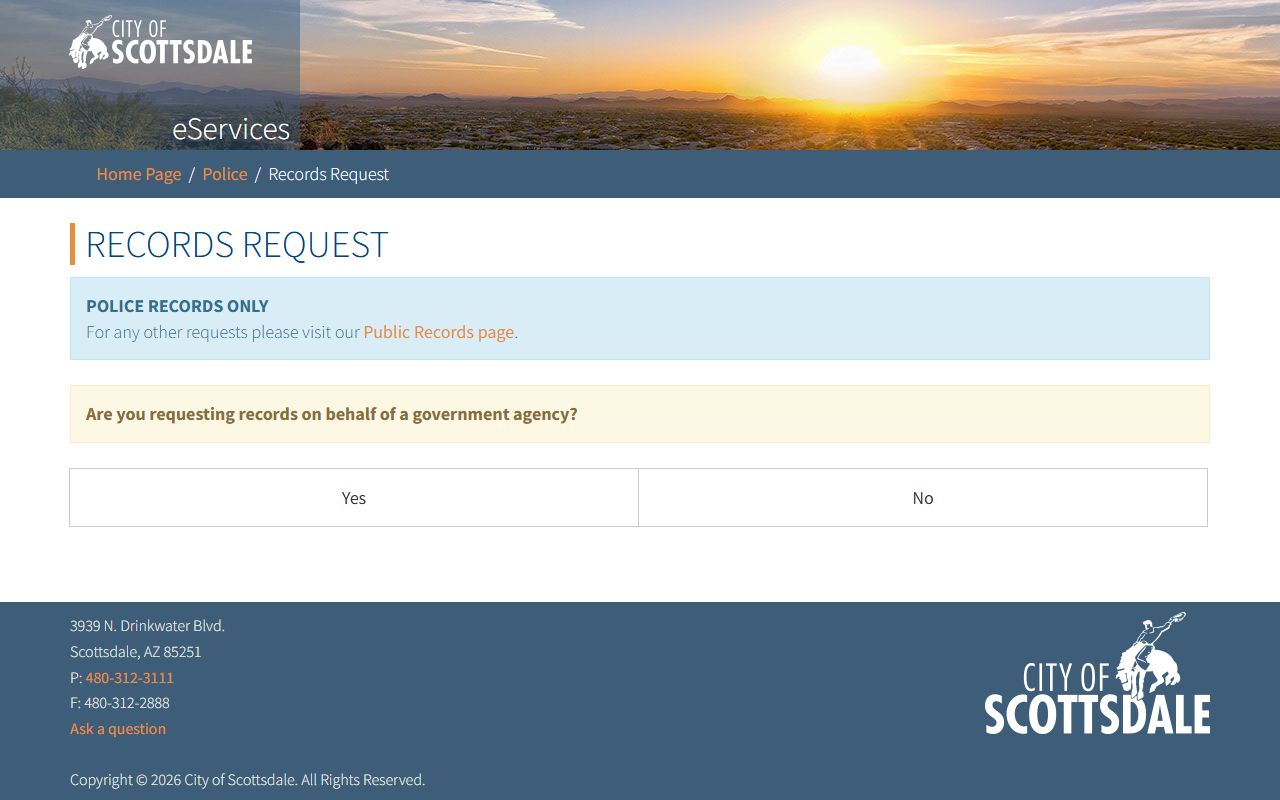 Scottsdale Police online records request portal for felony records