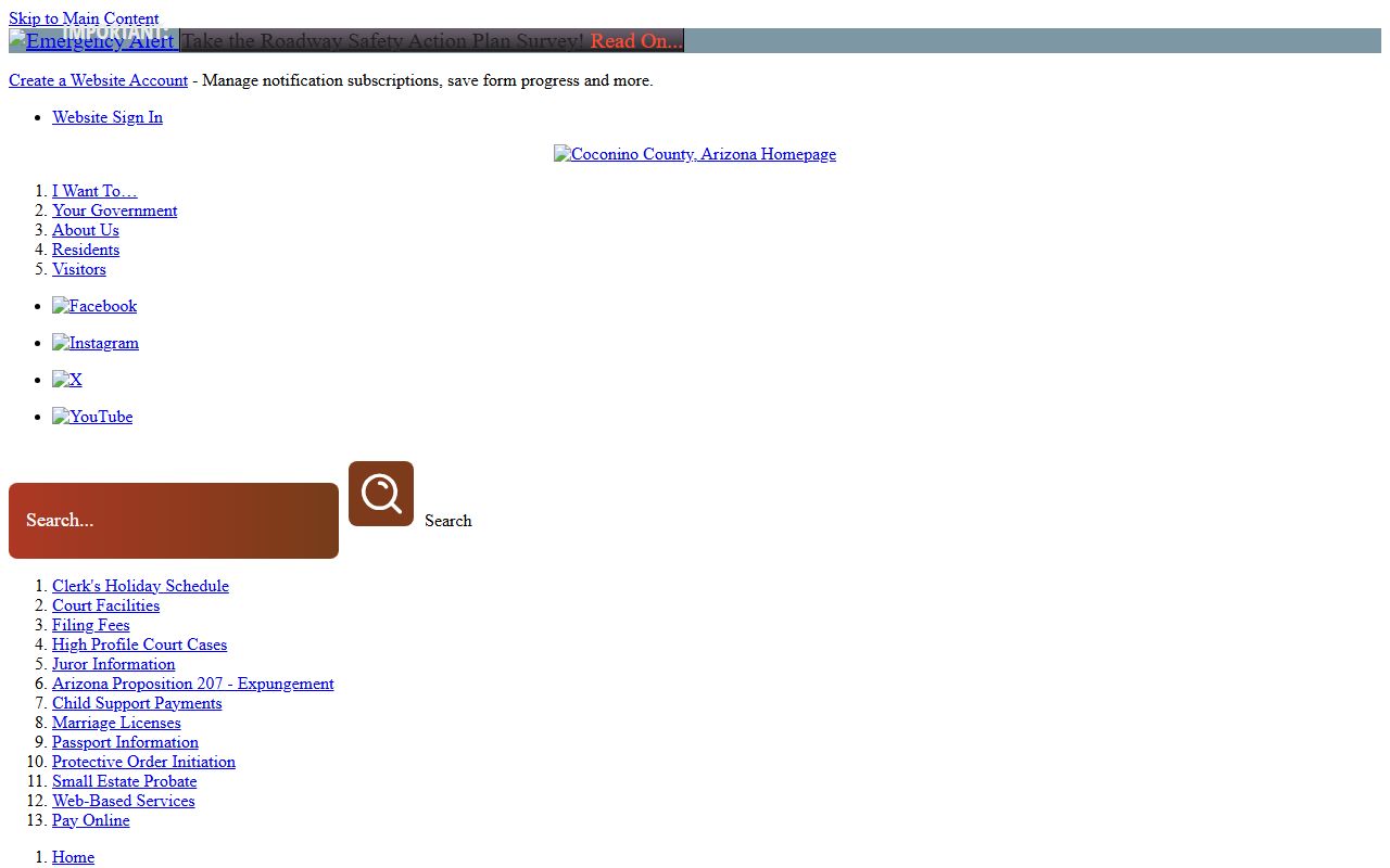 Coconino County Clerk of Superior Court website for felony records