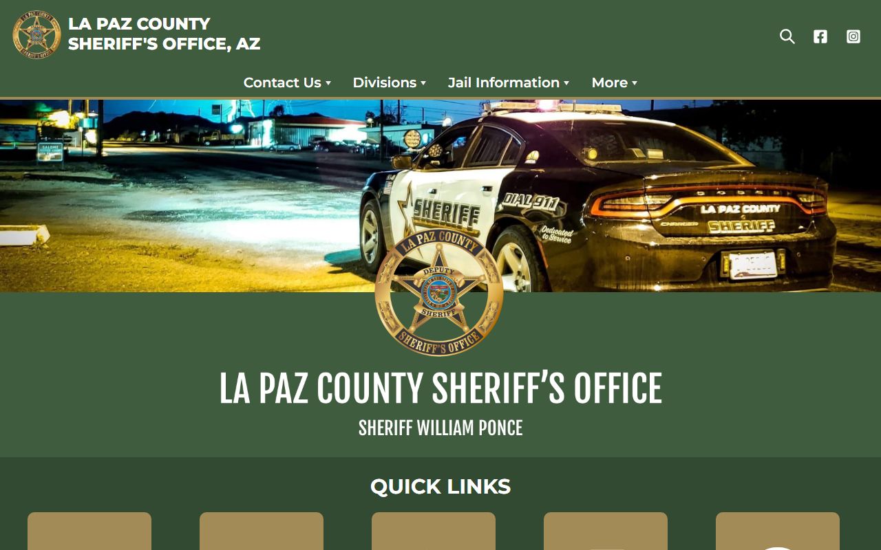 La Paz County Sheriff's Office website for arrest and felony records