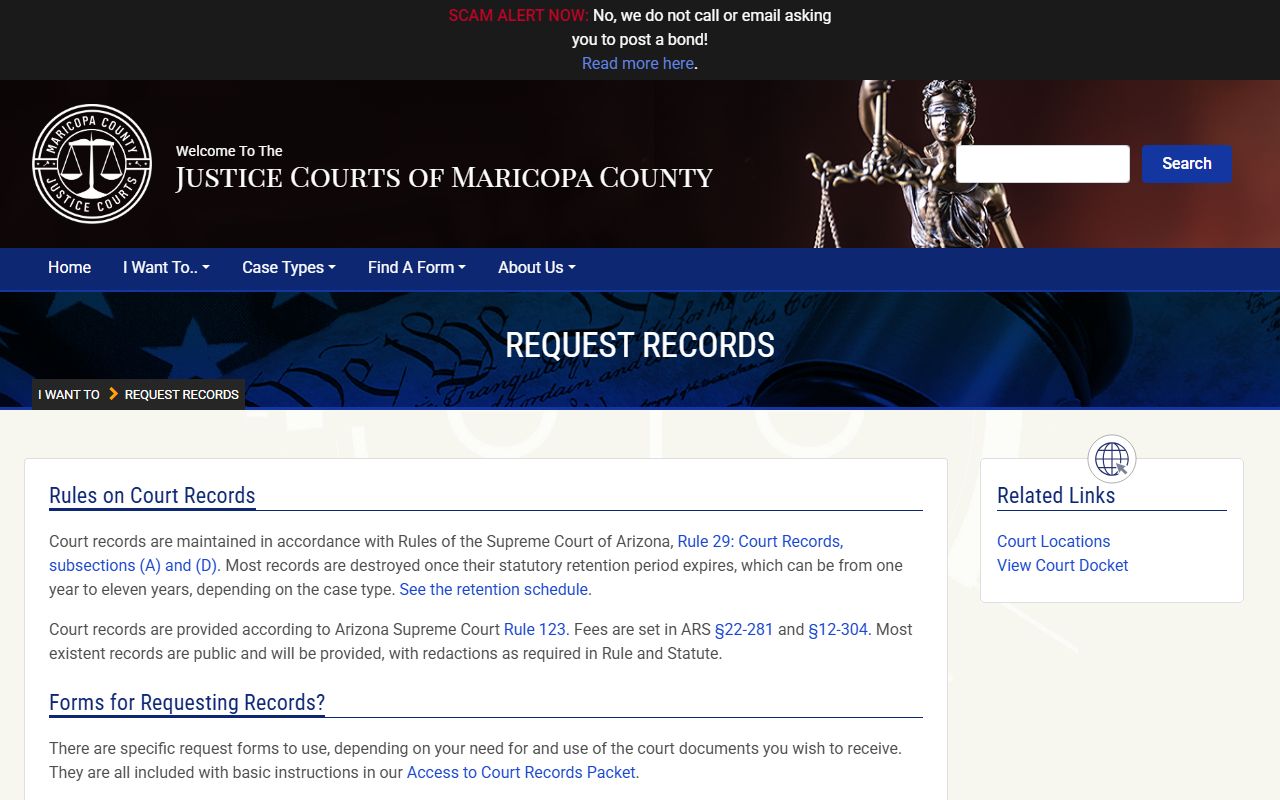 Maricopa County Justice Courts records request page