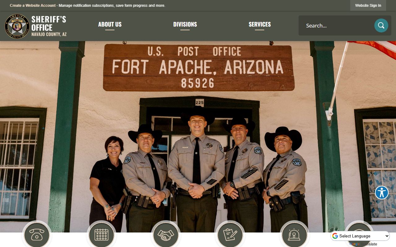 Navajo County Sheriff's Office main page for felony arrest records